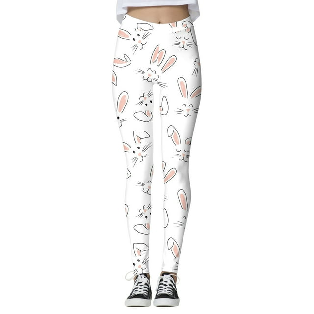 MIASHUI Leggings Imprimés de Festival de la Résurrection de Pâques Personnalisés pour Femmes pour Course et Entraînement Blanc,TTG