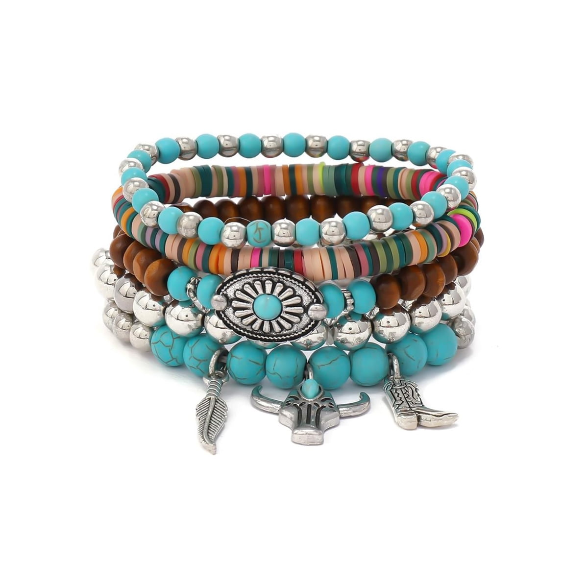 Handmade Western Cowboy Bracelet Set for Women, Vintage Bohemian Country Jewelry Accessories