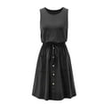 thumbnail image 4 of IROINNID Surplice Dress For Women Sleeveless Round Neckline Casual Button Loose Dress With Pocket Strapless Dress, 4 of 4