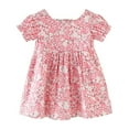 thumbnail image 1 of felwors Robe d'Été pour Filles, Encolure Carrée, Manches Courtes, Taille Croisée, Robe Trapèze Courte Décontractée, 1 of 5
