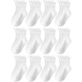 thumbnail image 1 of Calcetines Aroveea para Niñas 5‑7 años, Pack de 12 con agarre de silicona y encaje, 1 of 6