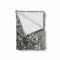 thumbnail image 2 of Ethnic Soft Flannel Fleece Throw Blanket, Mandala Inspired Artwork Hand Drawn Paisley Pattern Boho Native, Cozy Plush for Indoor and Outdoor Use, 60" x 80", Black and White, by Ambesonne, 2 of 6