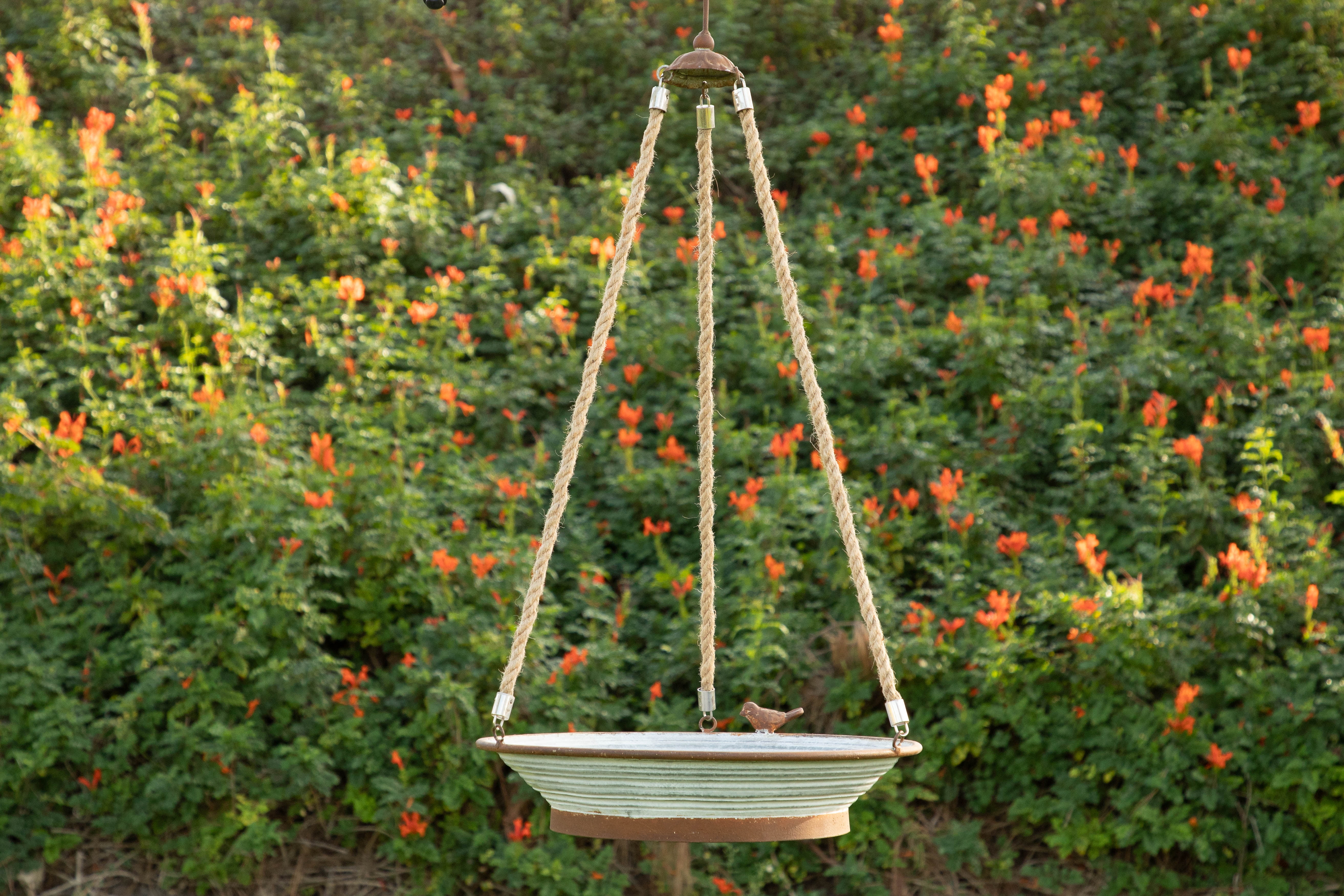 Alpine Metal Tray Hanging Bird Feeder, 31 Inch Tall