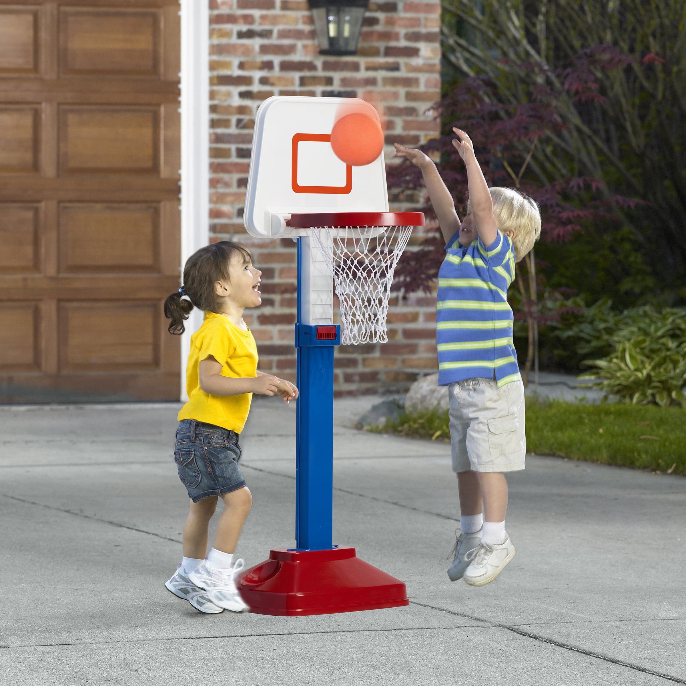 Play Day Adjustable Basketball Goal with Basketball, Basketball Hoop for Toddlers & Preschoolers