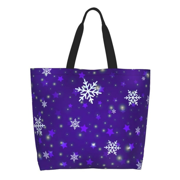 Easygdp Dark Purple Snowflakes Bolsas Tote para Mujer, Bolsos de Hombro para Viaje, Bolsos de Mano de Gran Capacidad para Compras y Trabajo