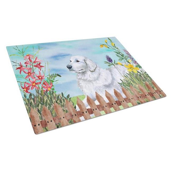 Carolines Treasures CK1237LCB Maremma Sheepdog Spring Glass Cutting Board, Large