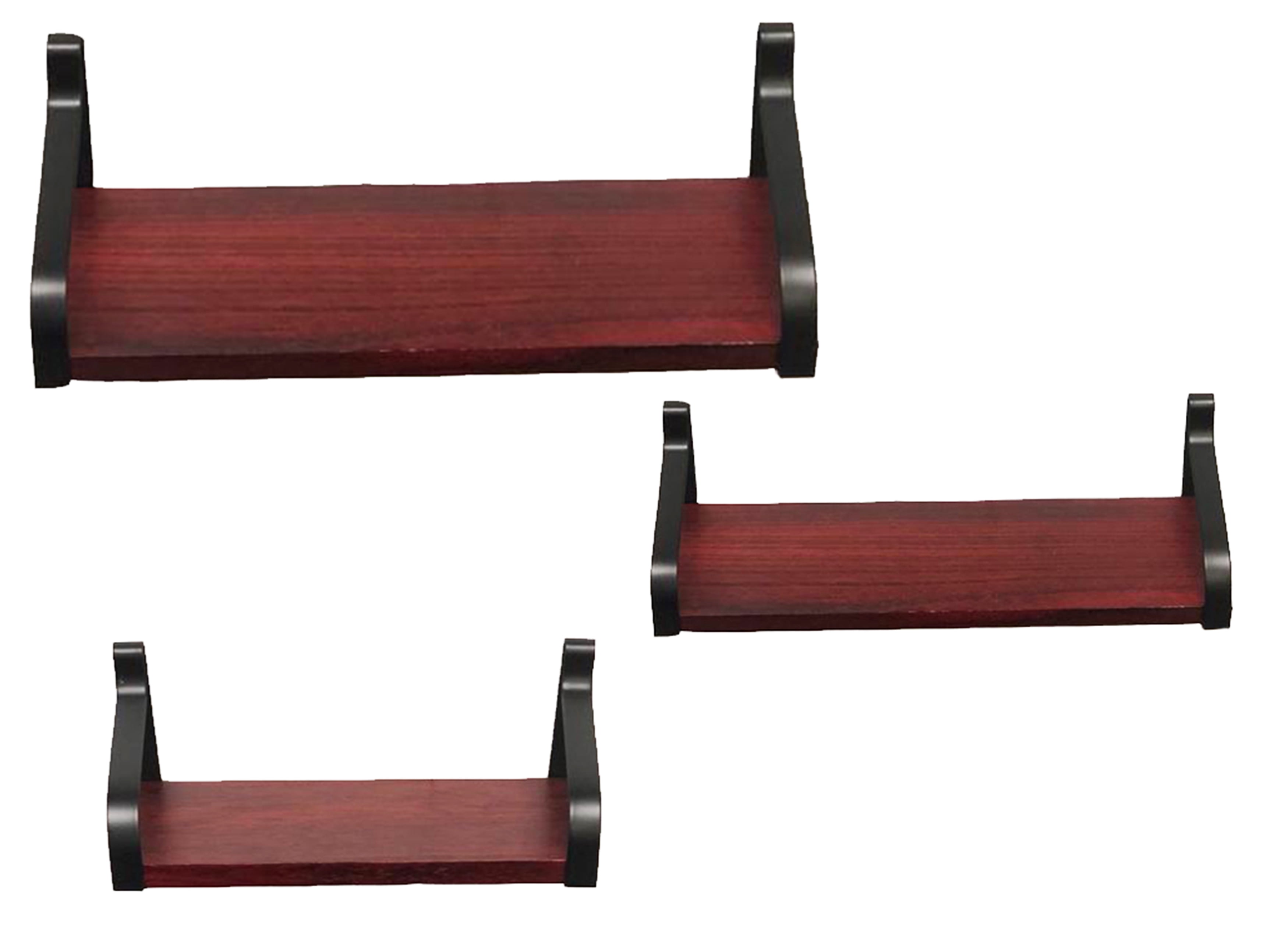 DECOMIL Floating Shelves Wall Mounted, Rustic Wood Wall Storage Shelves Set of 3 for Any Wall Space for Living Room, Bathroom, Bedroom, Kitchen, Garage, and Office (Cherry)