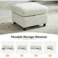 thumbnail image 4 of 25" Square Storage Ottoman for Modular Couch, Convertible Footrest with Hidden Compartment, Chenille Upholstered Coffee Table & Extra Living Room Seating,Beige, 4 of 6