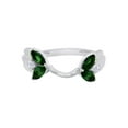 thumbnail image 1 of Marquise & Round Simulated Green Emerald & Cubic Zirconia Enhancer Guard 14K White Gold Ring Size - 6, 1 of 3