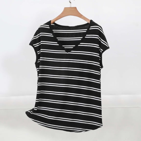 EazyTech Women's V-Neck Striped Sleeveless Top Summer Casual Loose Fit Modal Blouse
