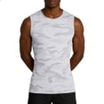 thumbnail image 5 of Men's Camo Print Sleeveless Tank Top, Quick Dry Workout Muscle Tee, Crew Neck Breathable Gym Shirt for Running, Training & Casual Wear White XL, 5 of 5