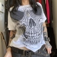 thumbnail image 2 of Women Y2K Short Sleeve Top Shirt Fairy Grunge Skull Graphic T-Shirts Vintage Aesthetic Loose Tees Tops Gothic Streetwear, 2 of 5
