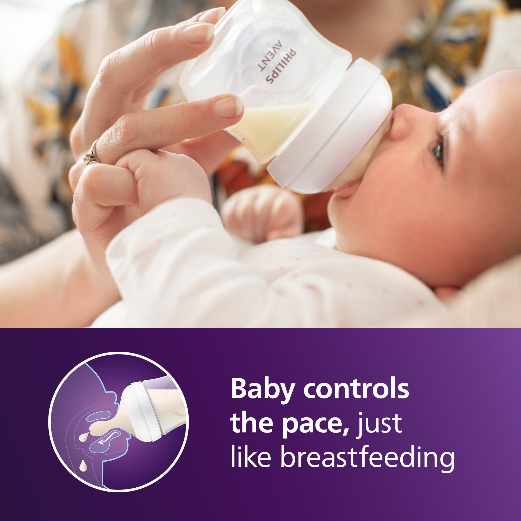 (2 pack) Philips Avent Natural Baby Bottle with Natural Response Nipple (Slow Flow, Flow 2), 4oz, 3-Pack, SCY900/93