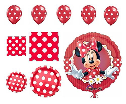Minnie Mouse Polka Dot Birthday Party Items Decorations Balloons Plates Swirls 