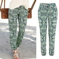 thumbnail image 2 of Hpapadks Casual Pants for Women High Waist Boho Printed Beach Joggers with Pockets Slacks for Women Green L, 2 of 7