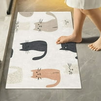 Yayeee Bath Rug for Bathroom Floor Non Slip Rectangle Fluffy Soft Absorbent Mat, 16"x24", Cute Cartoon Cats