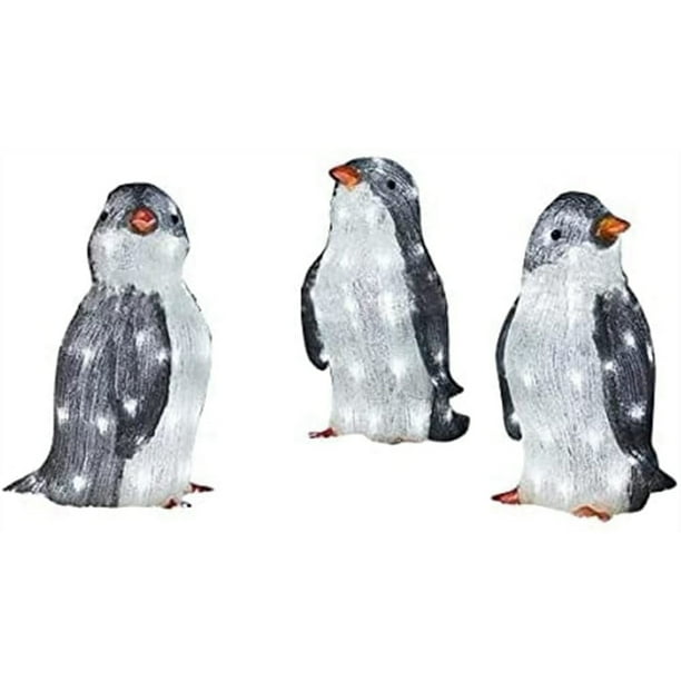 3PCS LightUp Penguin Holiday Decoration, LED Christmas Lighted Penguin