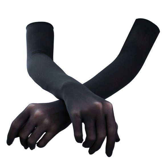 comerut 1 Pair Gloves Thin Mesh See-through Stage Performance Pole Dancing Full Fingers Breathable Soft Anti-slip Solid Color Bride Wedding Gloves