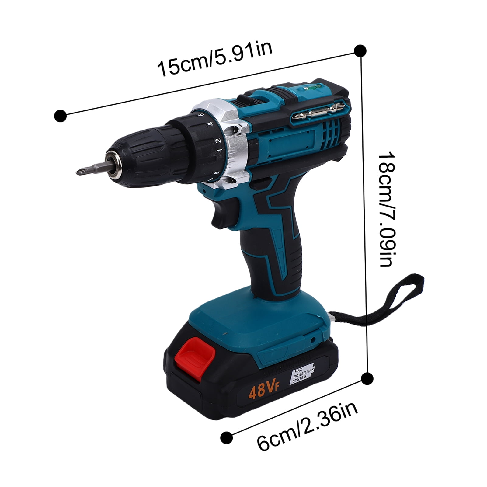 Battery Powered Drill Cordless Drill, 2-Speed Electric Power Drill Set with 2 Batteries and Charger, LED Light, Drill Driver Bits