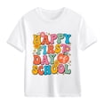 thumbnail image 3 of Kids Happy First Day Of School Floral Letter Graphic T Shirt Crew Neck Soft Cotton Short Sleeve Tee for New Term Entrance and Kindergarten Daily Classroom Outfits White 140, 3 of 7