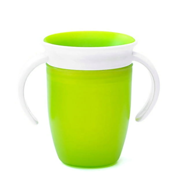 Taza entrenadora de 240ml Miracle de 360 grados, taza entrenadora sin derrames con dos asas para bebés