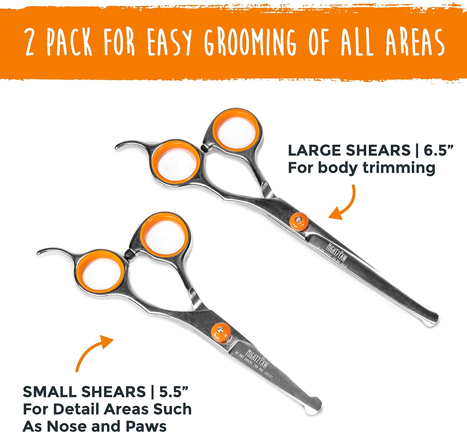 Buy Mighty Paw Professional Dog Grooming Shears 2 Pack Pet Hair Cutting