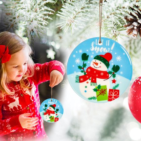 

Coerni Lovely Christmas Round Wooden Hanging Print Pendant