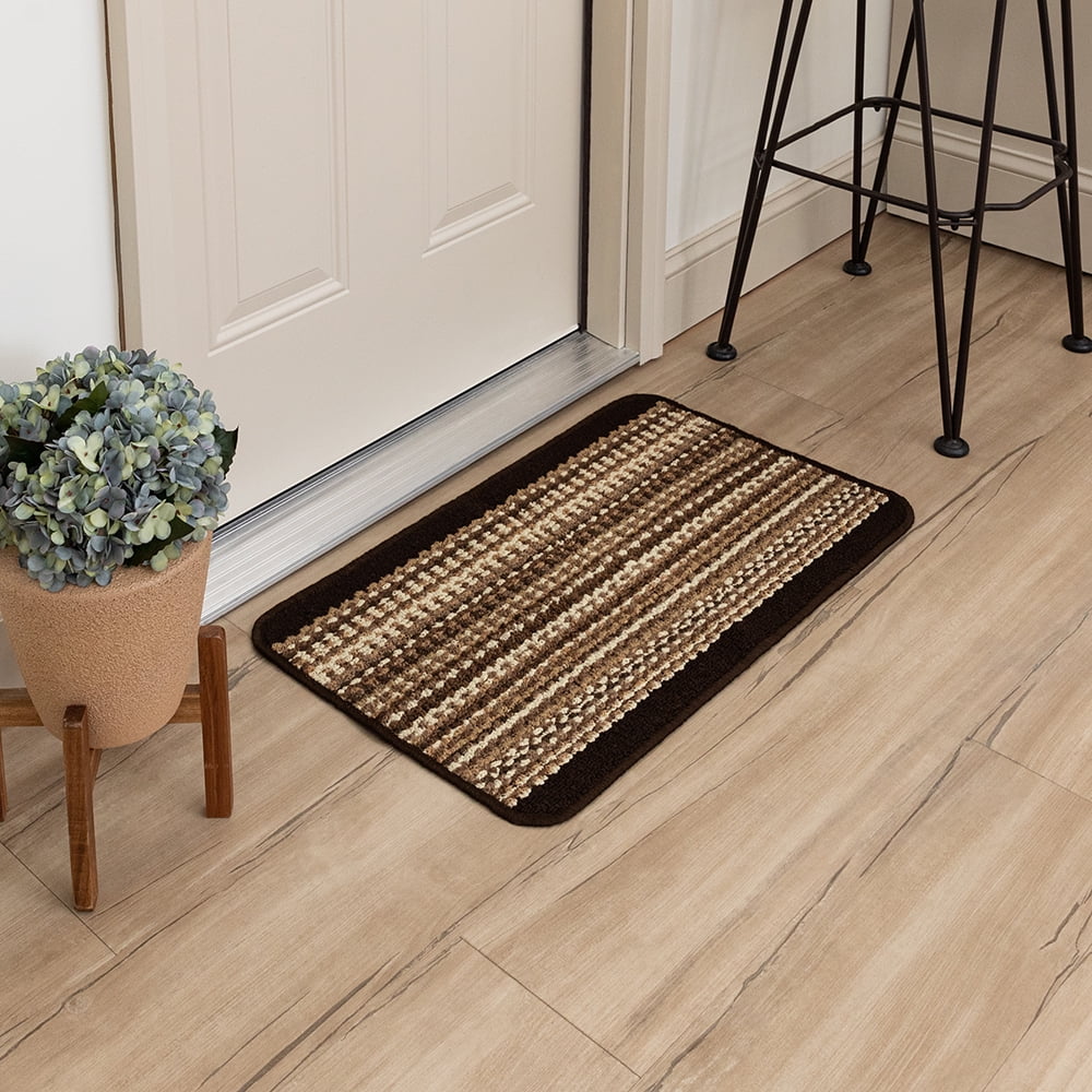 (2 pack) Mainstays Apollo Striped Indoor Polypropylene Area Rug, Tan and Chocolate, 17.4: x 30"