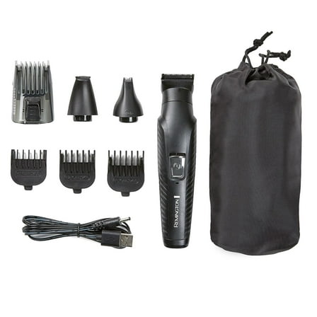 REMINGTON Graphite All-in-One Grooming Kit, Men's Head & Body Trimmer Kit with Combs, Black