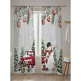 thumbnail image 5 of Christmas Truck Snowman Sheer Curtains 108 Inch Long 2 Panels, Xmas Ball Snowflakes Animal Gray Light Filtering Rod Pocket Semi Sheer Curtains, Sheer Voile Drapes for Living Room Bedroom, 52"x108", 5 of 5