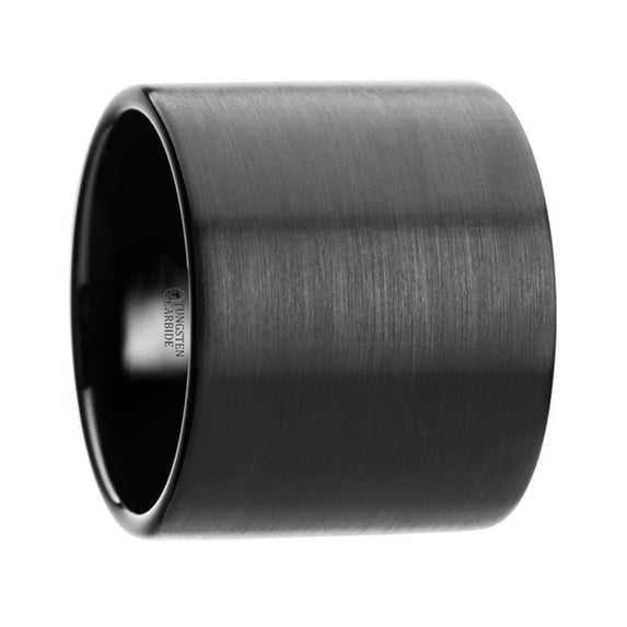 NERO Flat Pipe Cut Black Tungsten Carbide Ring with Brushed Finish - 20 mm