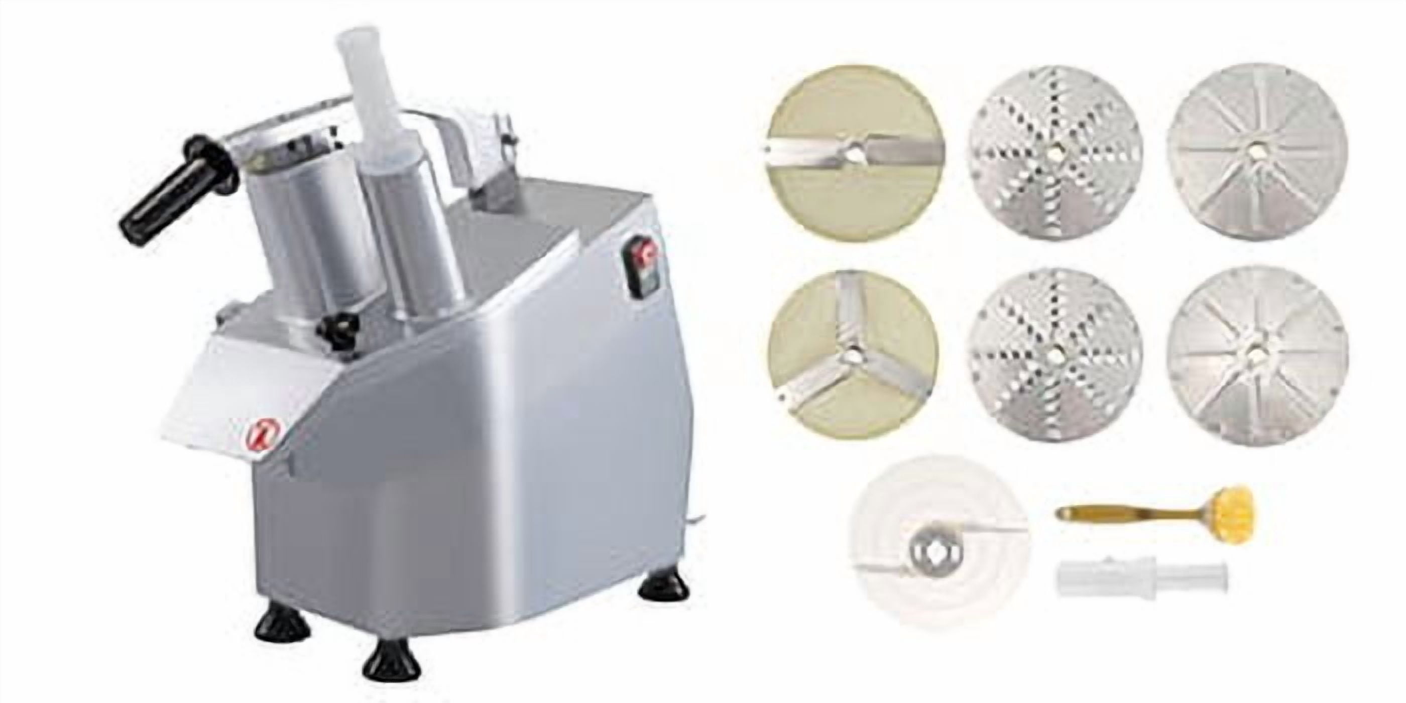 VEVOR 110V Commercial Food Processor 2 Feeding Holes, 550W Electric Vegetable Slicer 1600 RPM, Stainless Steel Vegetable Processor