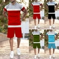 thumbnail image 3 of Vedolay summer sets men 2 piece Mens Tshirt and Shorts Set 2 Piece Outfits Plus Size Sport Stylish Suit,Red XXL, 3 of 5