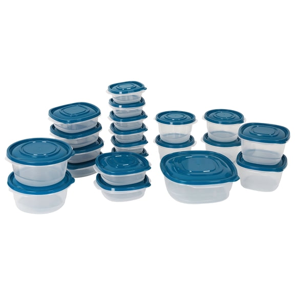Mainstays Semi Durable 42pc Plastic Food Storage Container set, Ideal Use for Refrigeration Storage and Organization, Meal Prep, and Batch Cooking