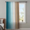 thumbnail image 4 of Teal Brown Ombre Sheer Curtains 54 Inches Long, Vintage Country Wooden Light Filering Curtains, Breathable Simi Curtain Privacy Drapes for Kitchen Bathroom Nursery Lightweight Small Window Treatment, 4 of 9