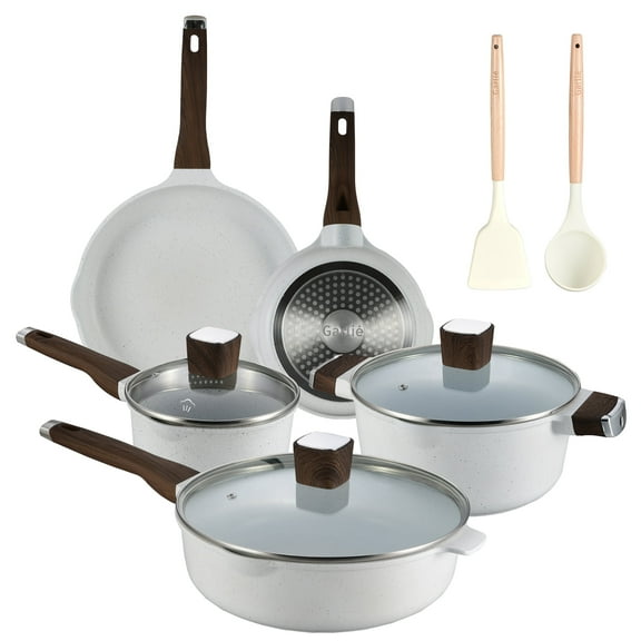 Garlie 10 Piece Nonstick Granite Cookware Set, Silicone