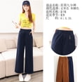 thumbnail image 4 of Pantalones Azul Marino de Pierna Ancha Pantalones Recortados para Mujer Pantalones de Verano Sueltos de Pierna Recta Nuevos Pantalones Casuales de Cintura Elástica, 4 of 8