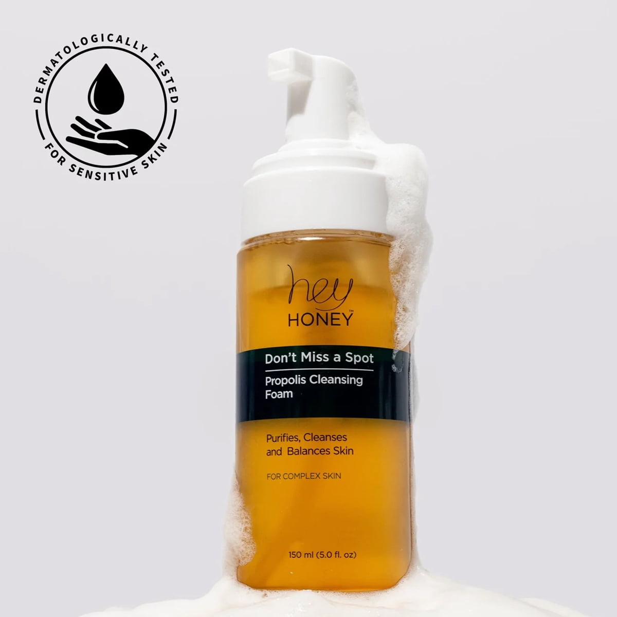 Hey Honey Don't Miss a Spot Propolis Cleansing Foam, 150 ml | 5.0 fl oz
