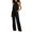 Black 1, variant on Women's Halter Neck Jumpsuit Sleeveless Ruched Bodice Tie Waist Wide Leg Vacation One Piece Outfit