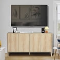 thumbnail image 4 of Sideboard Buffets Cabinet, Modern Accent Storage Cabinet with 4 Fluted Doors and Adjustable Shelves, Wood Credenza Buffet Sideboards, Console Table for Kitchen Dining Living Room Entryway (Natural), 4 of 8