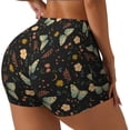 thumbnail image 2 of Sigee Moth And Flowers Print Women's High Waist Workout Shorts - Squat Proof, Tummy Control, Yoga and Gym Activewear-Medium, 2 of 9