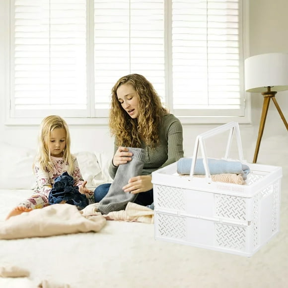 Foldable Storage Latchs Bins, Storage Organizer Box With Handle And ,Stackable Foldable Plastic Storage Containers, Visible Storage, For Closet, Laundry, Kitc