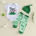 thumbnail image 2 of mgoYE Newborn Baby Boy Clothes Golf Summer Outfit New To the Club Letter Print Short Sleeve Romper and Pants Hat 3Pcs Sets Size 3-6 Months, 2 of 9