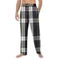 thumbnail image 2 of Men's Home Soft Pajama Pants, Plaid Print Drawstring Pocket Casual Lounge Pants for Fall, Winter and Home Comfort,Black,L, 2 of 8
