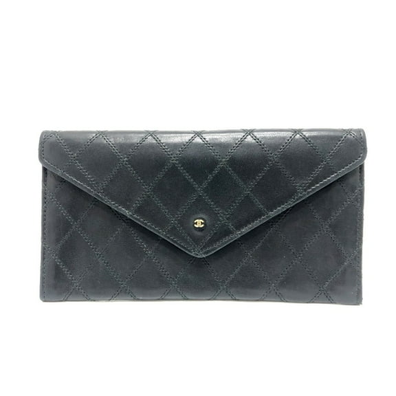 Pre-Owned CHANEL Chanel Matelasse Wallet Long Accessory Flap Lambskin Women's Black (Good)