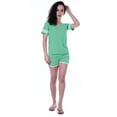 thumbnail image 2 of Moomaya Womens Plain Nightwear Set w/ Shorts Cotton Sleepwear 2 Pcs Nightdresses, 2 of 8