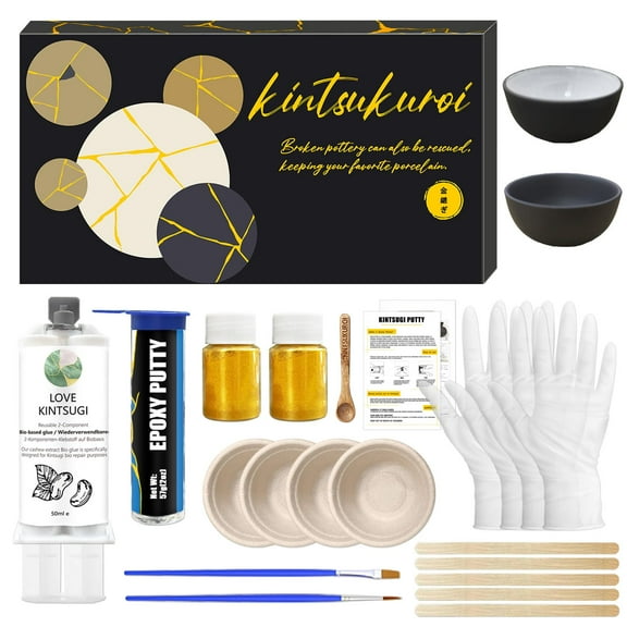 Kintsugi Repair Kit,Japanese Gold Glue,Food Safe,Ceramic Repair Kit, for Beginners