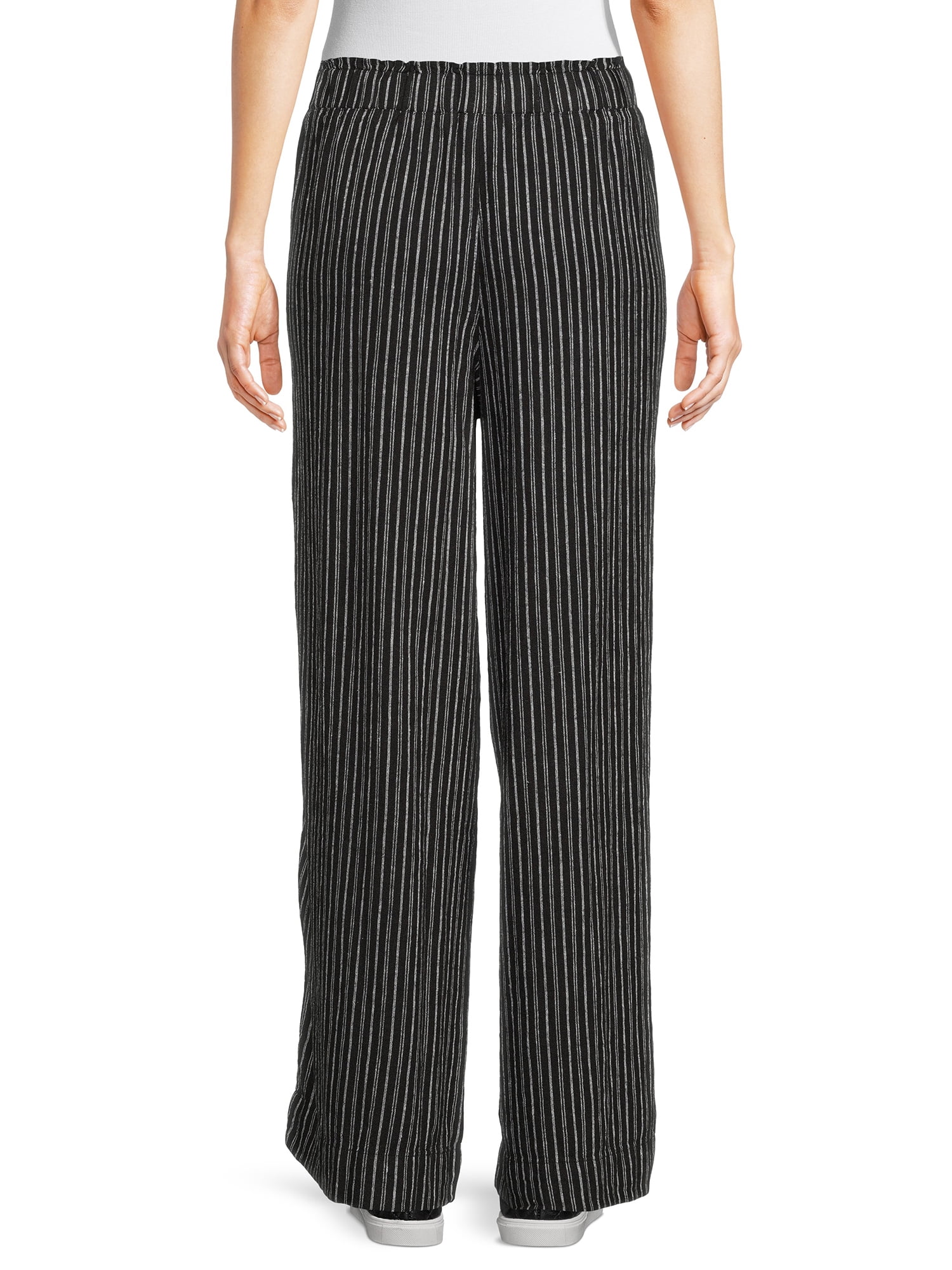 Time and Tru Women's High Rise Wide Leg Full Length Linen Pant