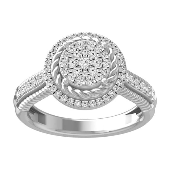 Araiya Fine Jewelry 925 Sterling Silver Round-shape Lab Grown Diamond Cluster Engagement Ring ( 1/2 cttw, D-F Color, VS Clarity) Size 6