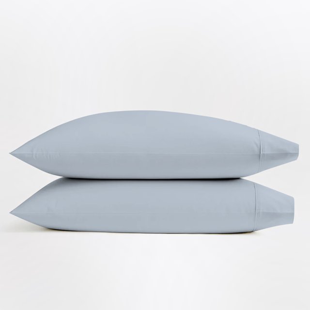 Purity Home 100% Cotton Standard Percale Pillowcases, 400 Thread Count Breathable, Super Soft, Cool & Crisp, 2-Piece, Light Blue